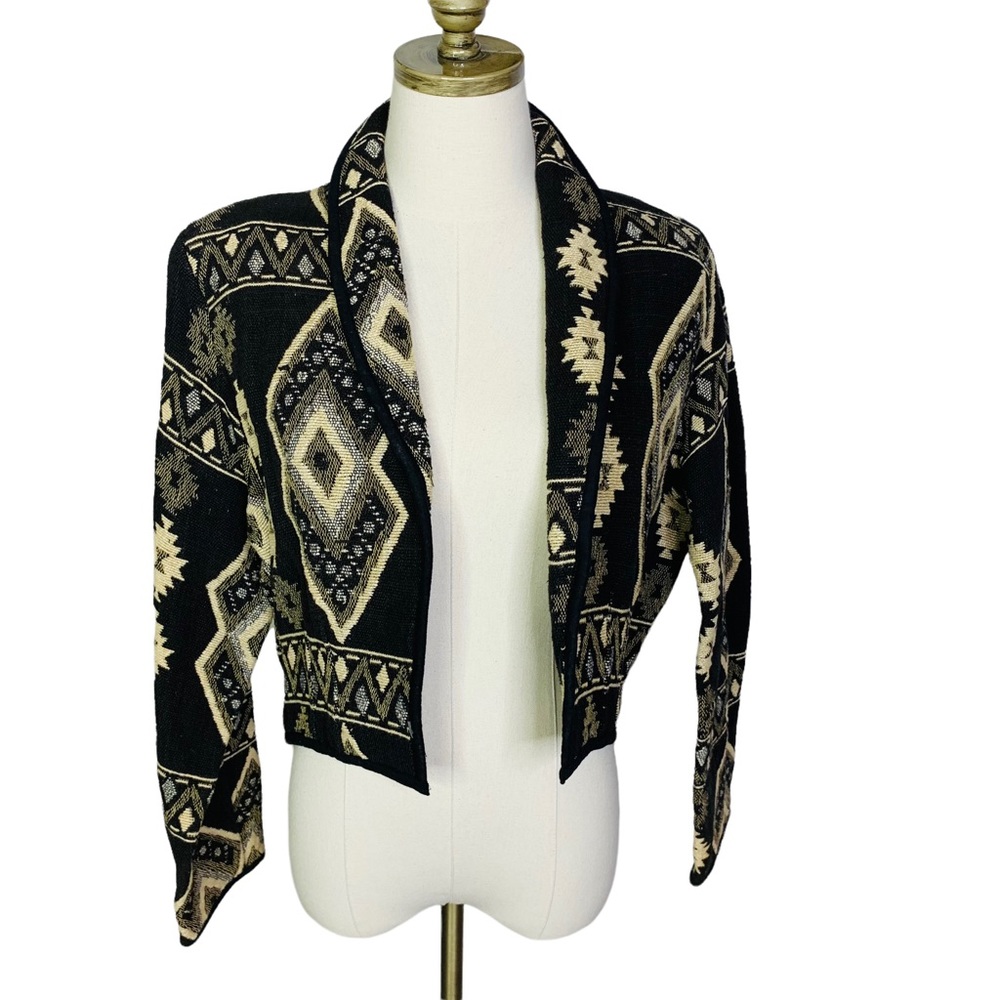 Vintage Southwest Aztec Print Cropped Blazer Medium 3335 - Picture 2 of 6